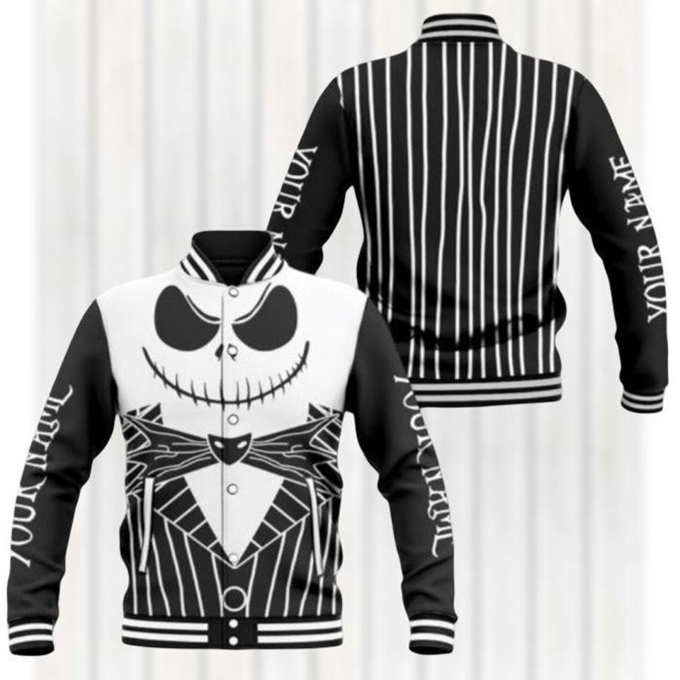 Custom Jack Skellington Cosplay Baseball Jacket, Disney Nightmare Before Christmas Jacket