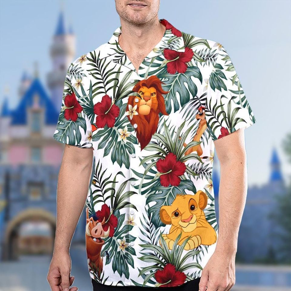 The Lion King Hawaiian Shirt, Simba & Friends Safari Button Up, Disney Tropical Vacation Tee, Animal Kingdom Aloha Shirt, Summer Outfit