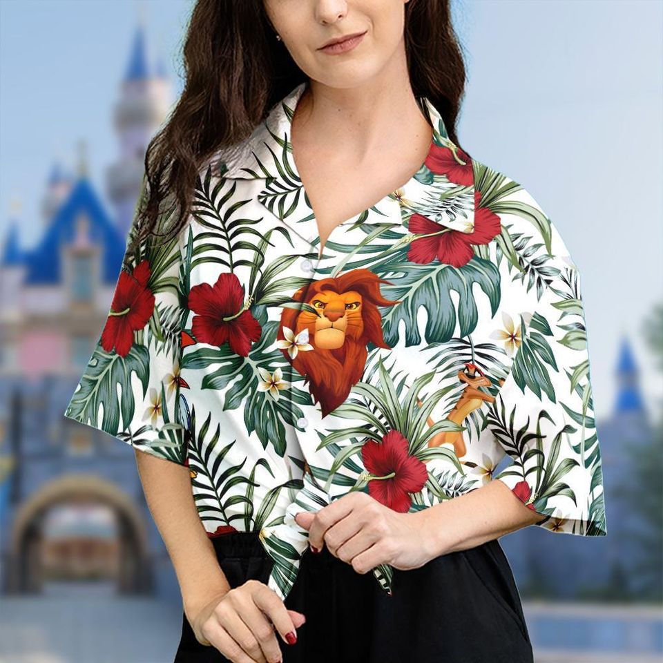 The Lion King Hawaiian Shirt, Simba & Friends Safari Button Up, Disney Tropical Vacation Tee, Animal Kingdom Aloha Shirt, Summer Outfit