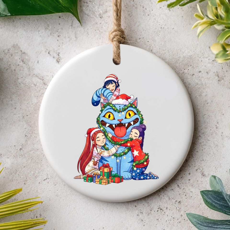 Demon Hunter Tiger Ornament, Huntrix Charm, Unique Holiday Gift, Printed One Side