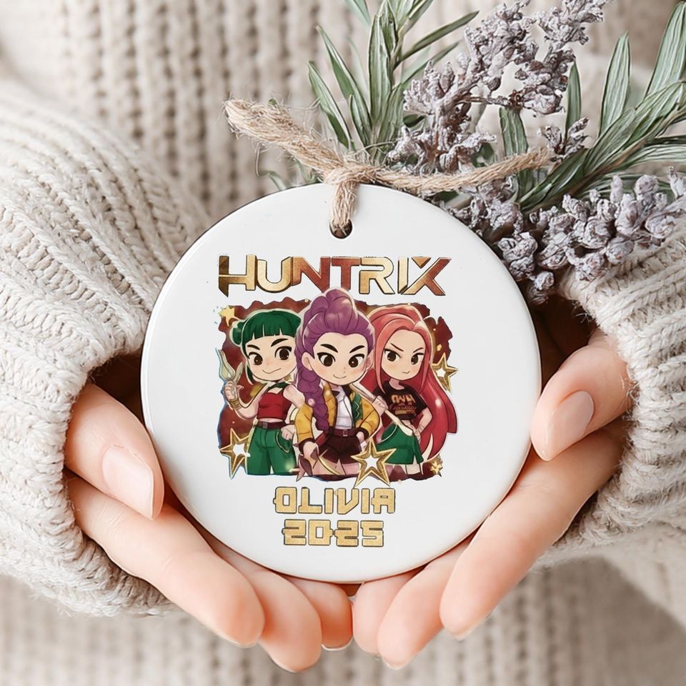 Personalized Name Demon Hunter Ornament, Custom Huntrix Christmas Keepsake, Saja Boys Ornament, Printed One Side