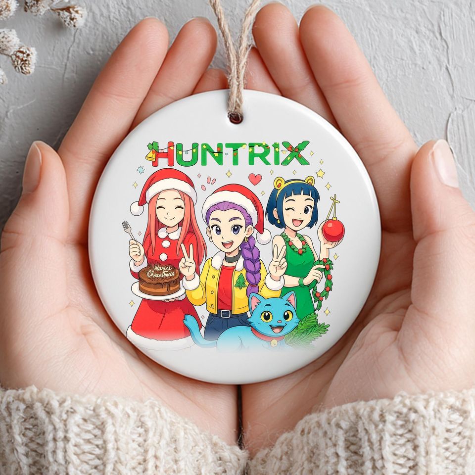 There Are Three Demon Hunter Ceramic Ornament, Huntrix KPOP Ornament 2025, Printed One Side
