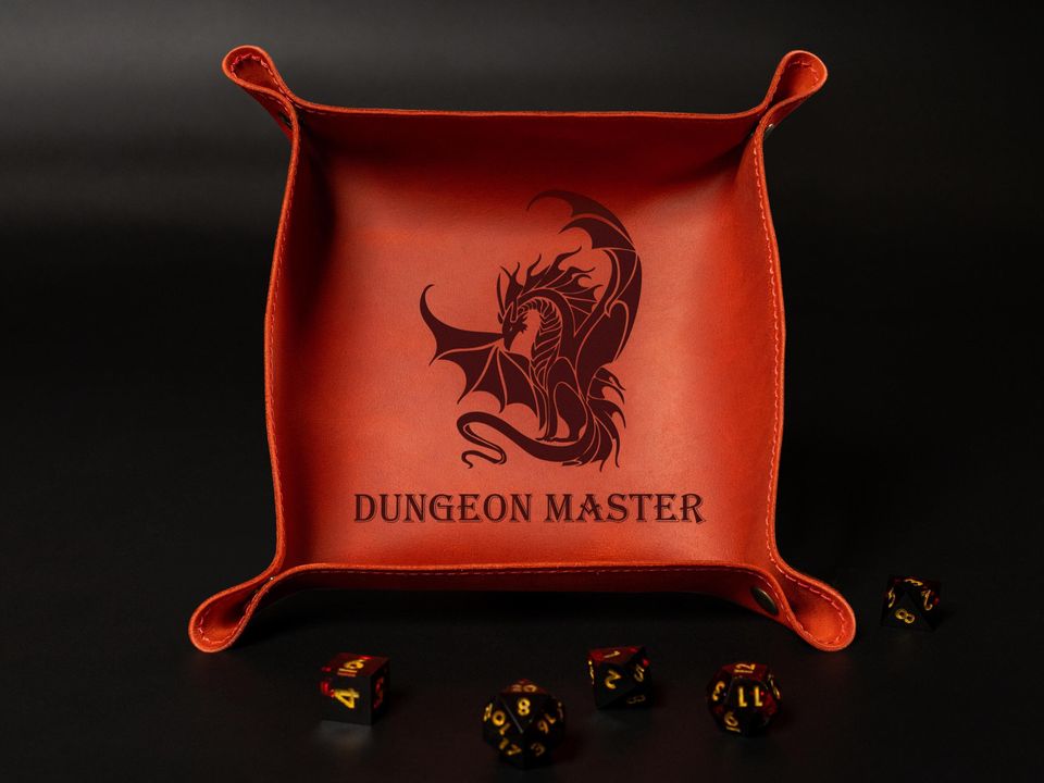 Rolling Dice Tray, Personalized, Leather Dice Tray, Dungeons and Dragons, Dice, Dice Set