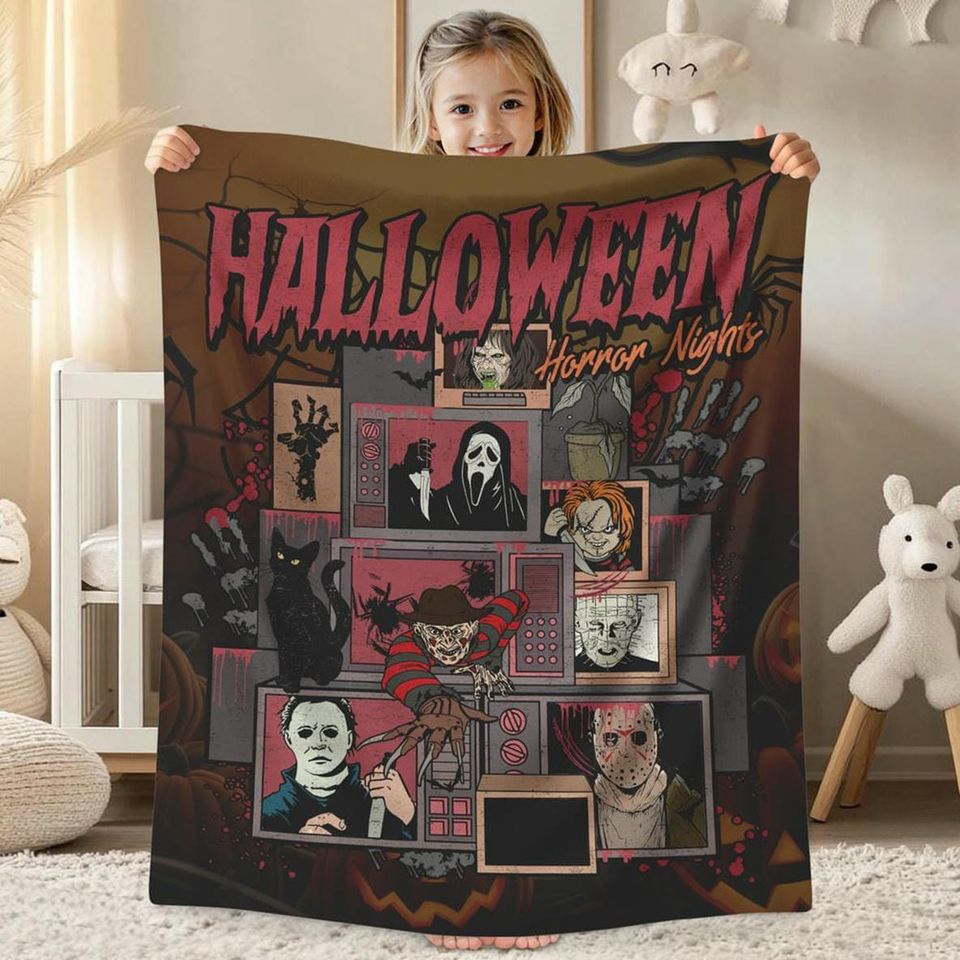 Halloween HN Blanket, Horror Characters Universal Studios 2025, Halloween Blanket