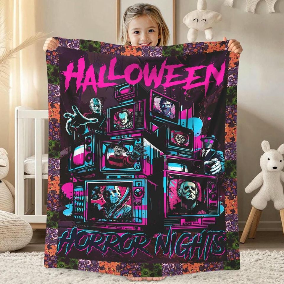 Halloween HN Universal Studios 2025 Blanket, Horror Characters, Halloween Blanket