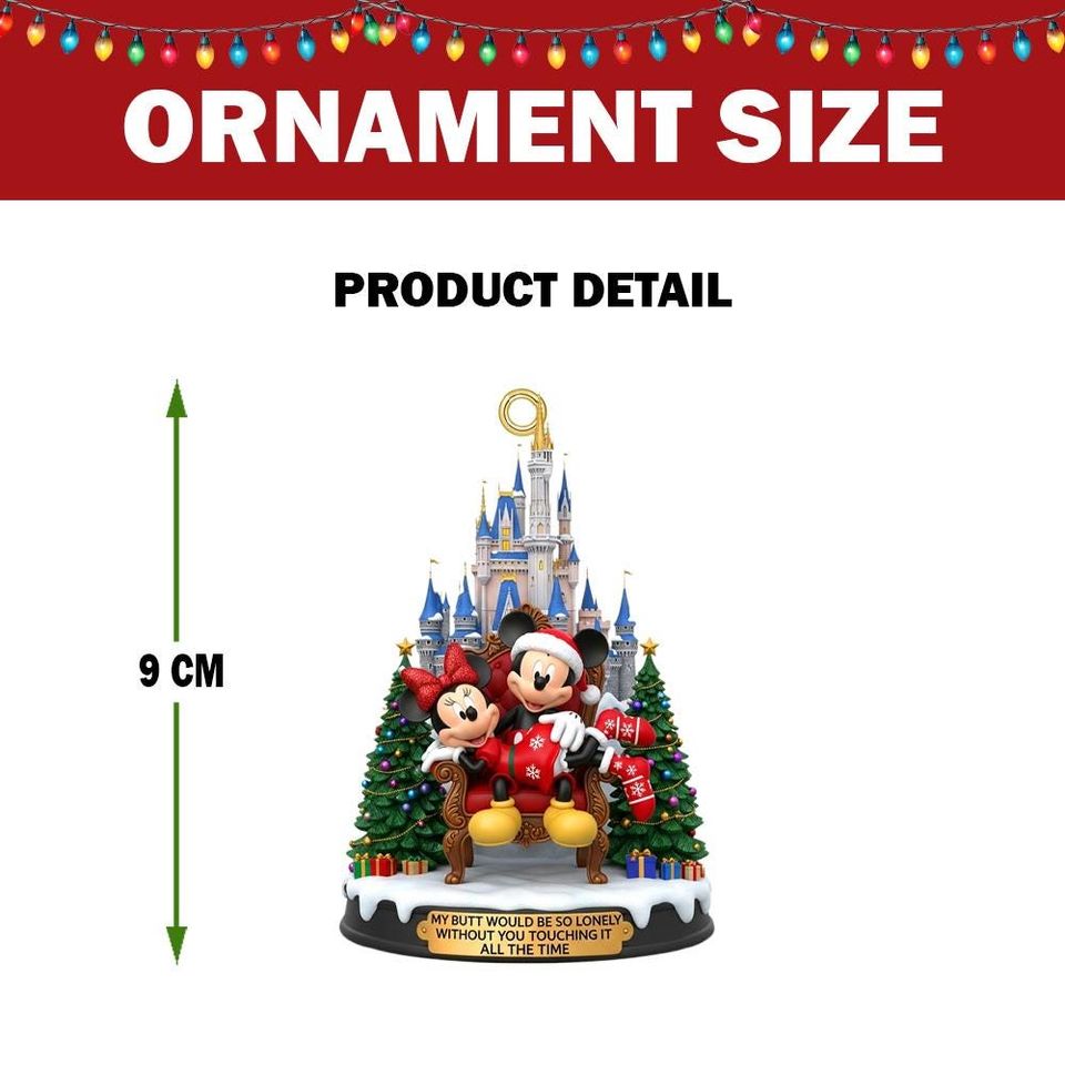 Mouse Christmas Ornament with Castle Background, Cartoon Mouse Ornament, Couple Holiday Gift