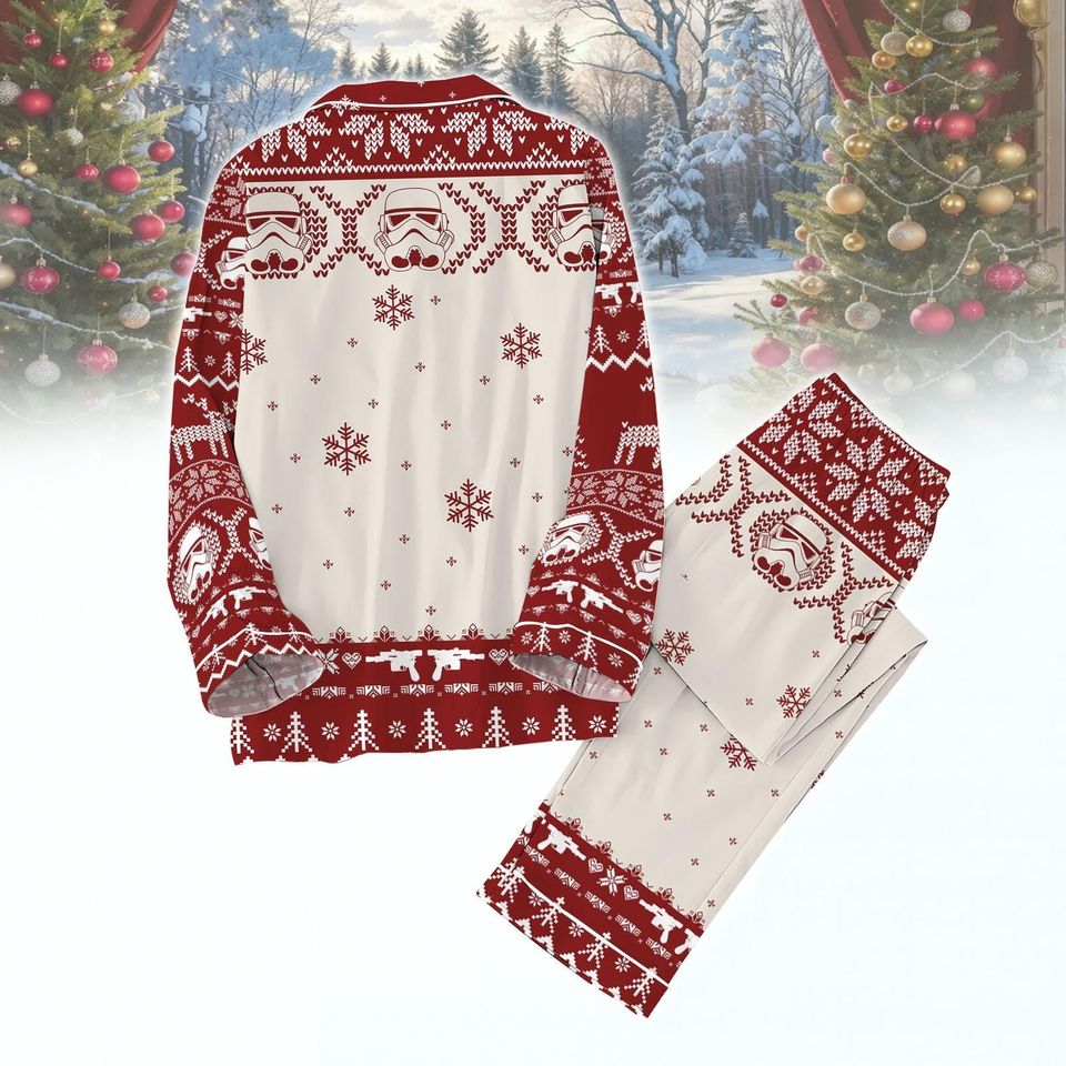 Stormtrooper Xmas Pajamas Set, Christmas Tree Holiday Pajamas