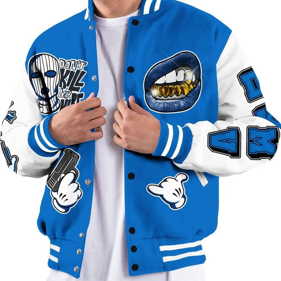 Dunkare Blueberry 12s Baseball Varsity Jacket - Vibe.Unique All Over Print Letterman Jackets