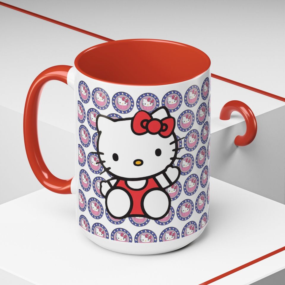 Hello Kitty Mug Gift For Her Cartoon Kitty Accent Coffee Mug