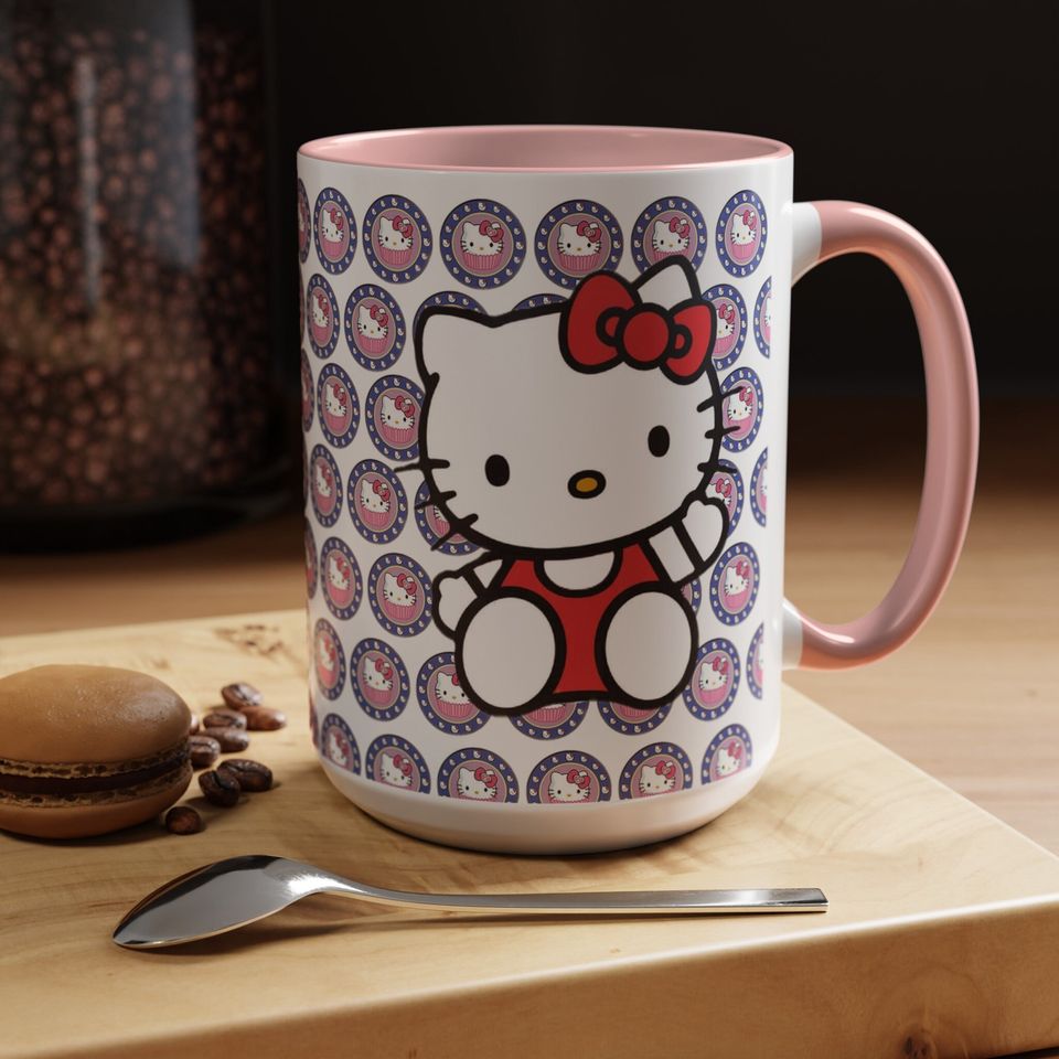 Hello Kitty Mug Gift For Her Cartoon Kitty Accent Coffee Mug