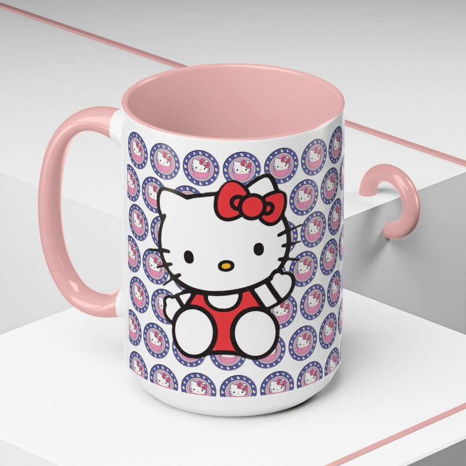 Hello Kitty Mug Gift For Her Cartoon Kitty Accent Coffee Mug