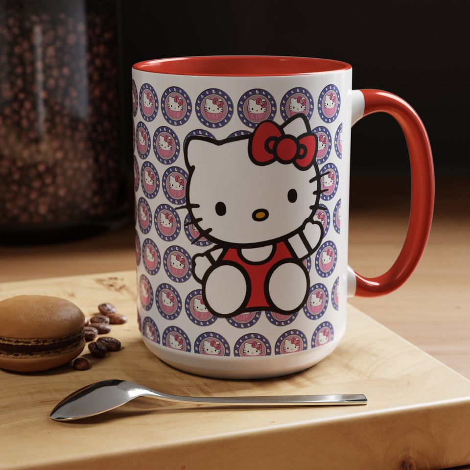 Hello Kitty Mug Gift For Her Cartoon Kitty Accent Coffee Mug