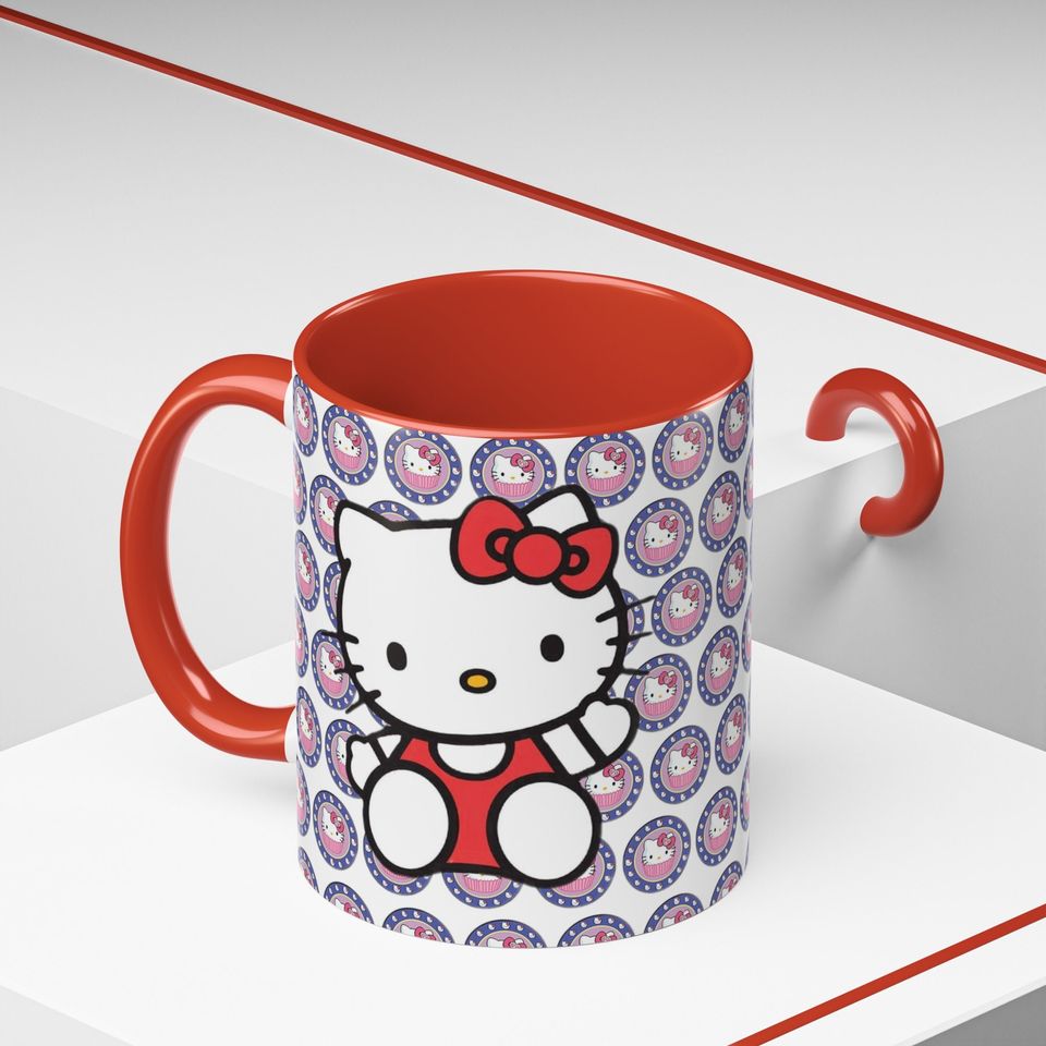 Hello Kitty Mug Gift For Her Cartoon Kitty Accent Coffee Mug