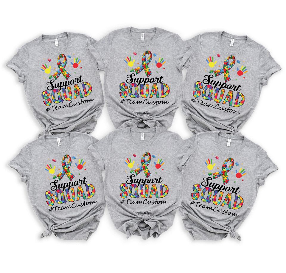 Customizable Autism Awareness Tee: Support Squad Matching Family Shirts