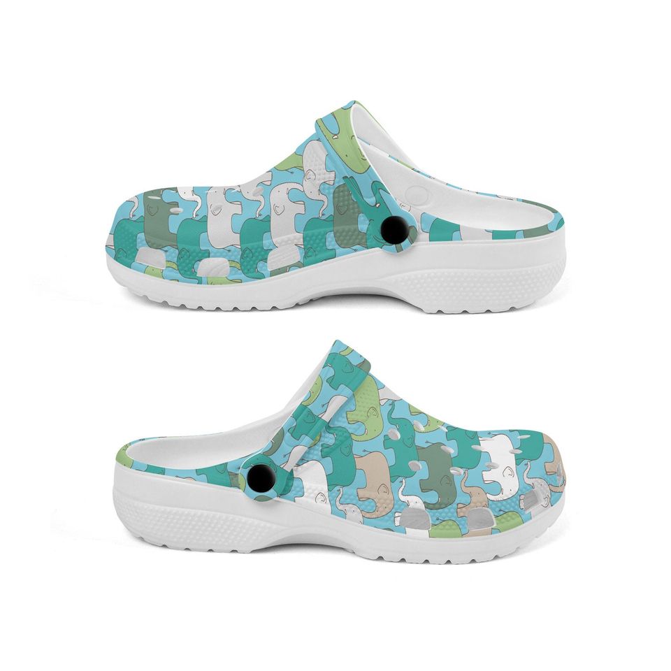 Line Elephant Clogs for Men and Women, printed clogs, Breathable Beach Hole Slippers, Footwear