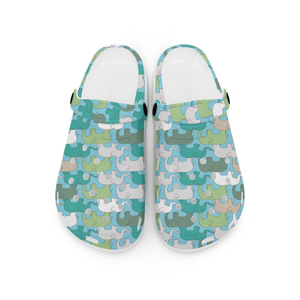 Line Elephant Clogs for Men and Women, printed clogs, Breathable Beach Hole Slippers, Footwear