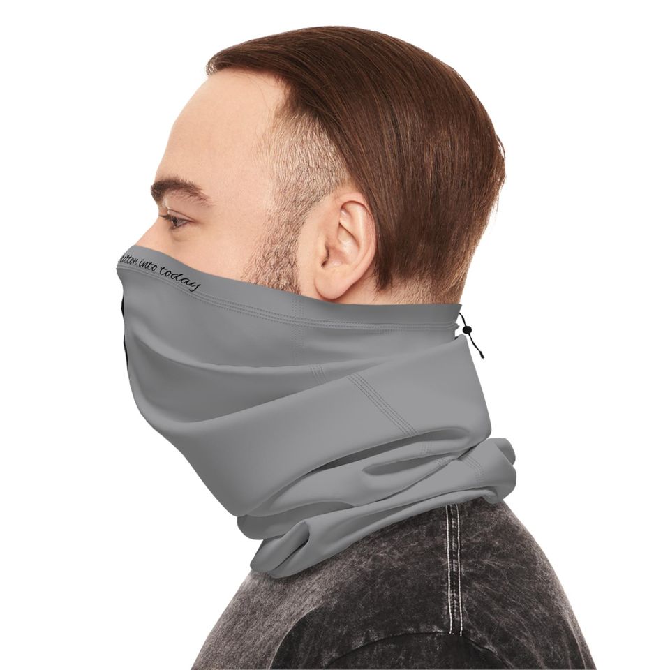 Feather Print Winter Neck Gaiter: Blend with Drawstring