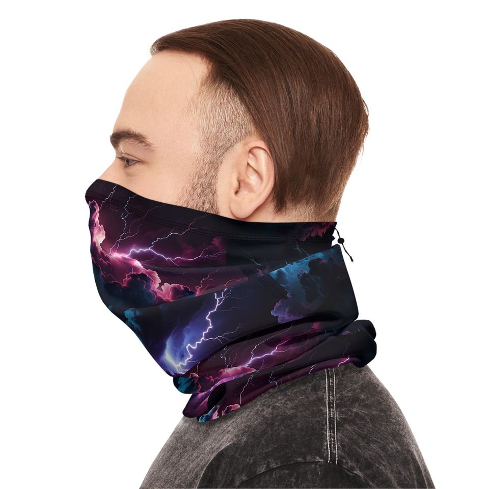 Winter Neck Gaiter With Drawstring Clouds Storm