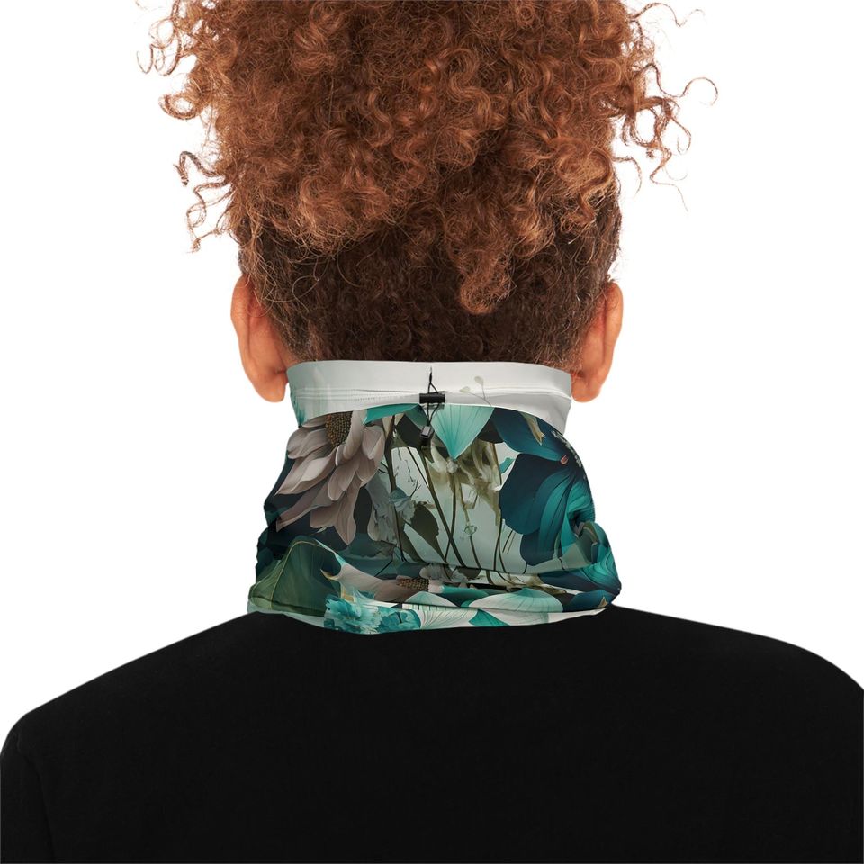 Floral Fleece Neck Gaiter: Drawstring Winter Accessory