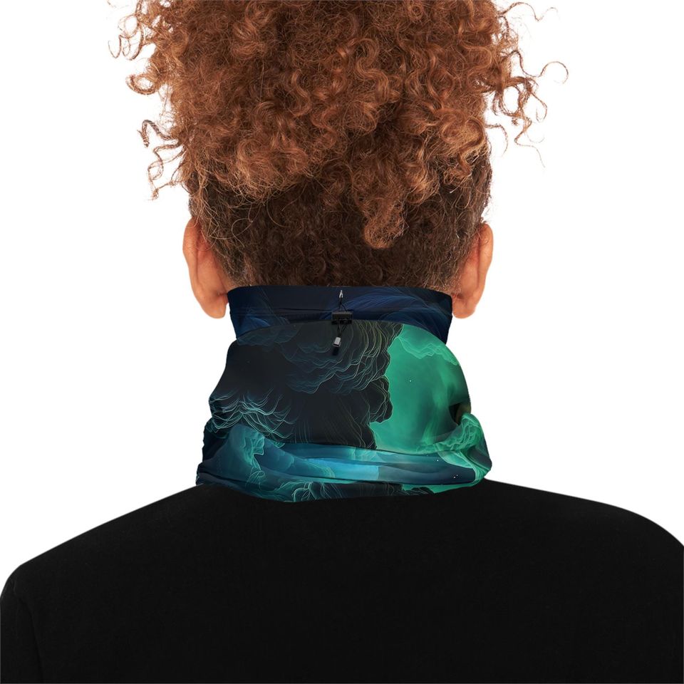 Cloudy Volcano Winter Neck Gaiter With Drawstring