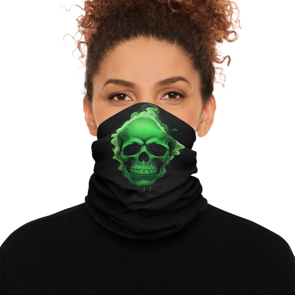 Green Skull Tube Scarf: Lightweight Neck Gaiter