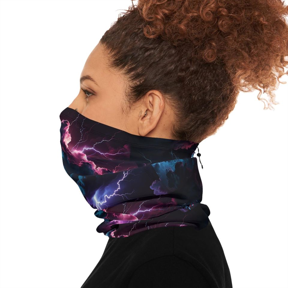 Winter Neck Gaiter With Drawstring Clouds Storm