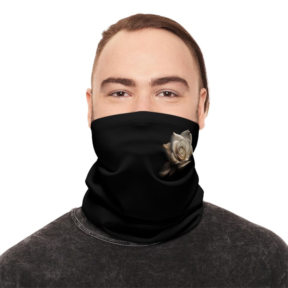 Winter Neck Gaiter: Fleece Flower Face Mask with Drawstring