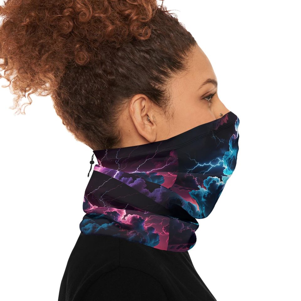 Winter Neck Gaiter With Drawstring Clouds Storm
