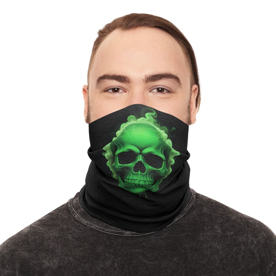 Green Skull Tube Scarf: Lightweight Neck Gaiter