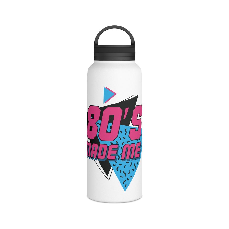 80s made me logo Stainless Steel Water Bottle, Handle Lid, Bottle Gift