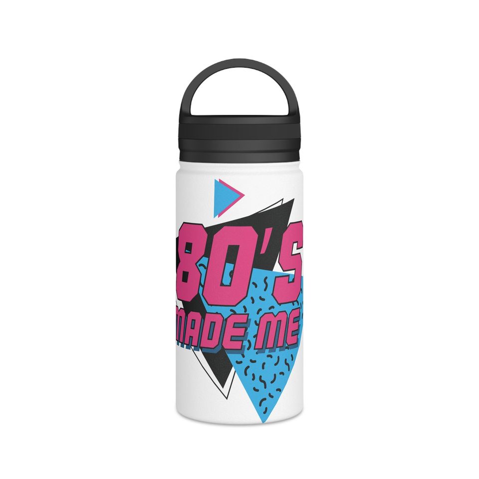 80s made me logo Stainless Steel Water Bottle, Handle Lid, Bottle Gift