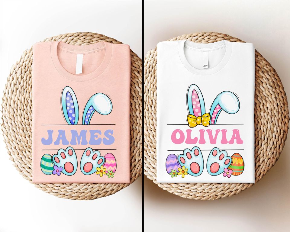 Happy Easter Custom Shirt, Cute Bunny Toddler T-Shirt, Easter Family Trip Shirt, Kids Easter Tee, Personalized Easter Shirt, Bunny Lover Tee