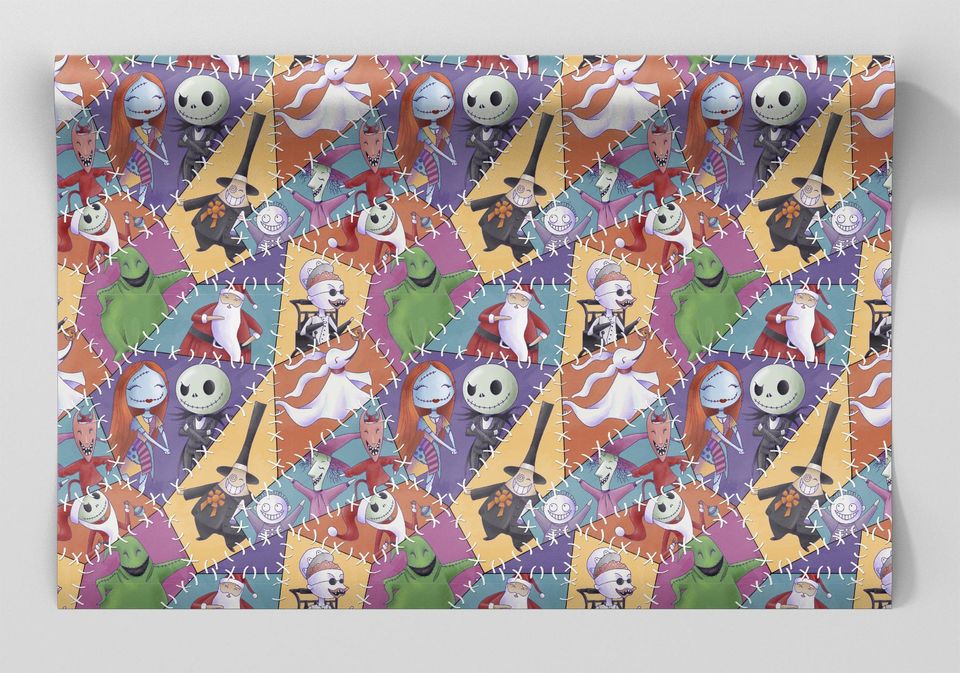 Nightmare Before Christmas Wrapping Paper Sheets -  Disney Jack Skellington Sally Oogie Boogie Zero Presents Halloween