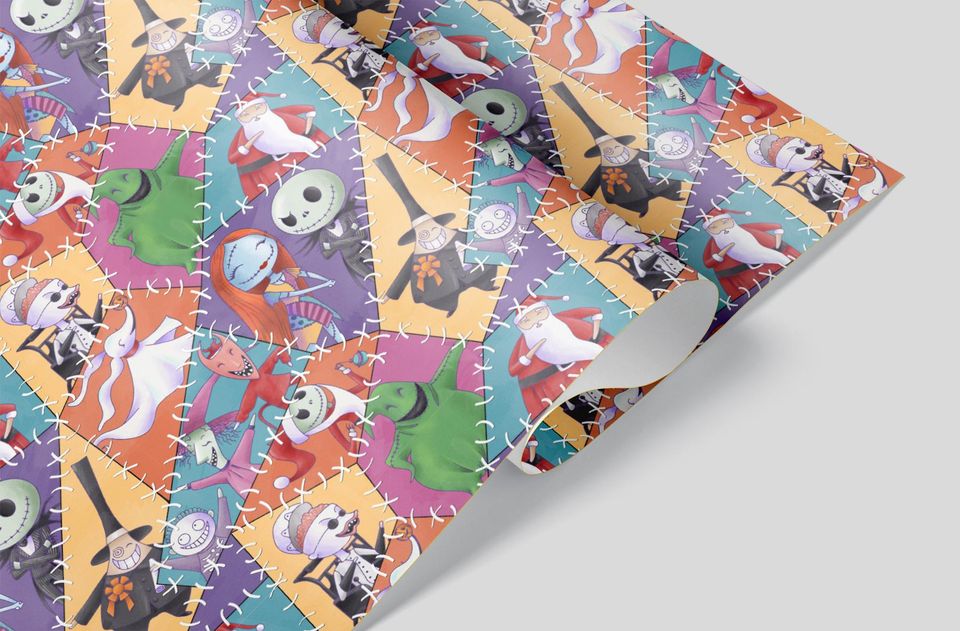 Nightmare Before Christmas Wrapping Paper Sheets -  Disney Jack Skellington Sally Oogie Boogie Zero Presents Halloween