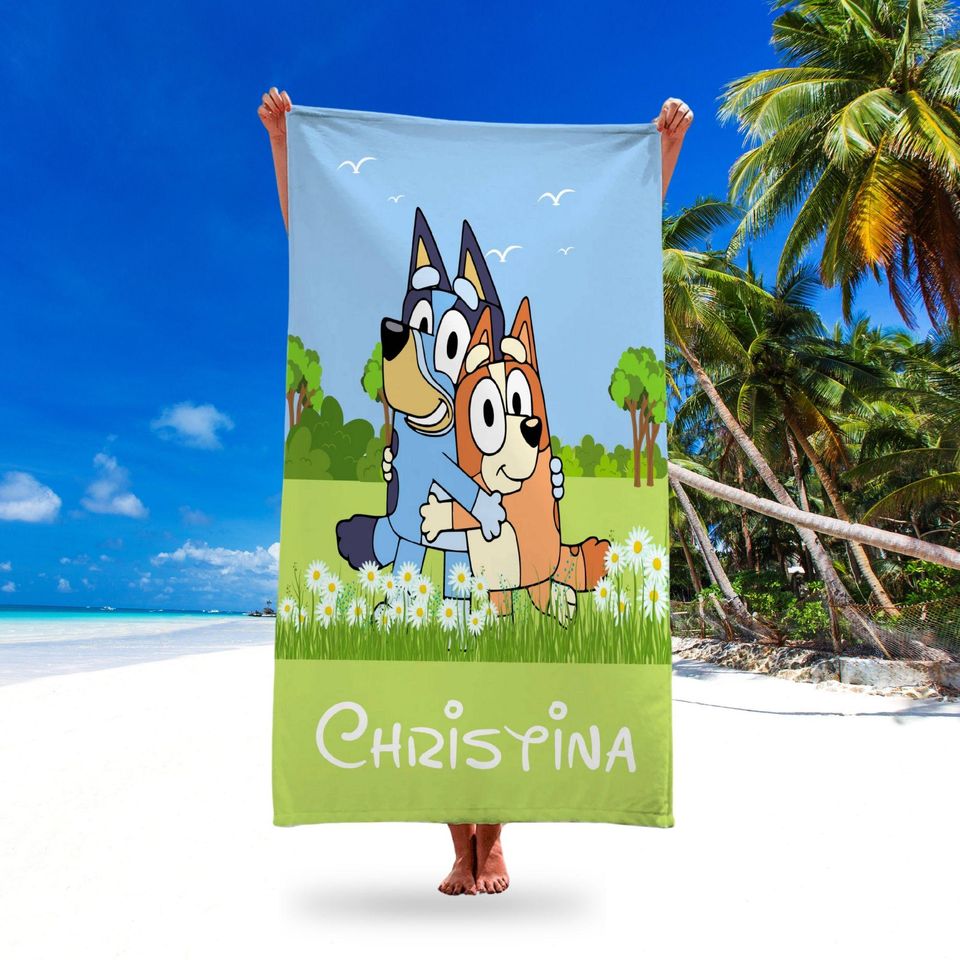 Personalized BlueyDad Beach Towel With Name