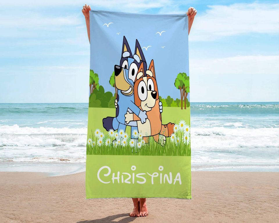 Personalized BlueyDad Beach Towel With Name