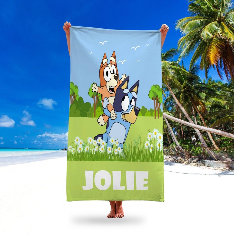 Personalized BlueyDad Beach Towel With Name