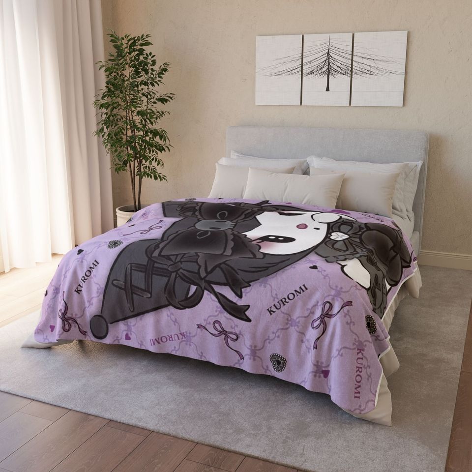 Cute Kuromi Fleece Blanket | Kids Gift