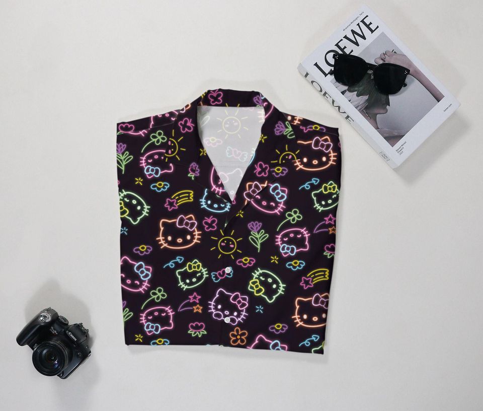 Hello Kitty Hawaiian Shirt Tropical Button Up Shirt