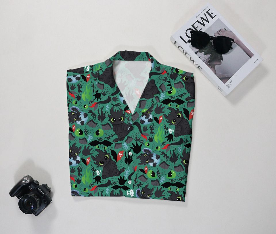Toothless Hawaiian Shirt Tropical Button Up Shirt