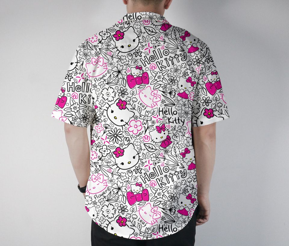 Hello Kitty Hawaiian Shirt Tropical Button Up Shirt Summer Aloha Hawaii Set
