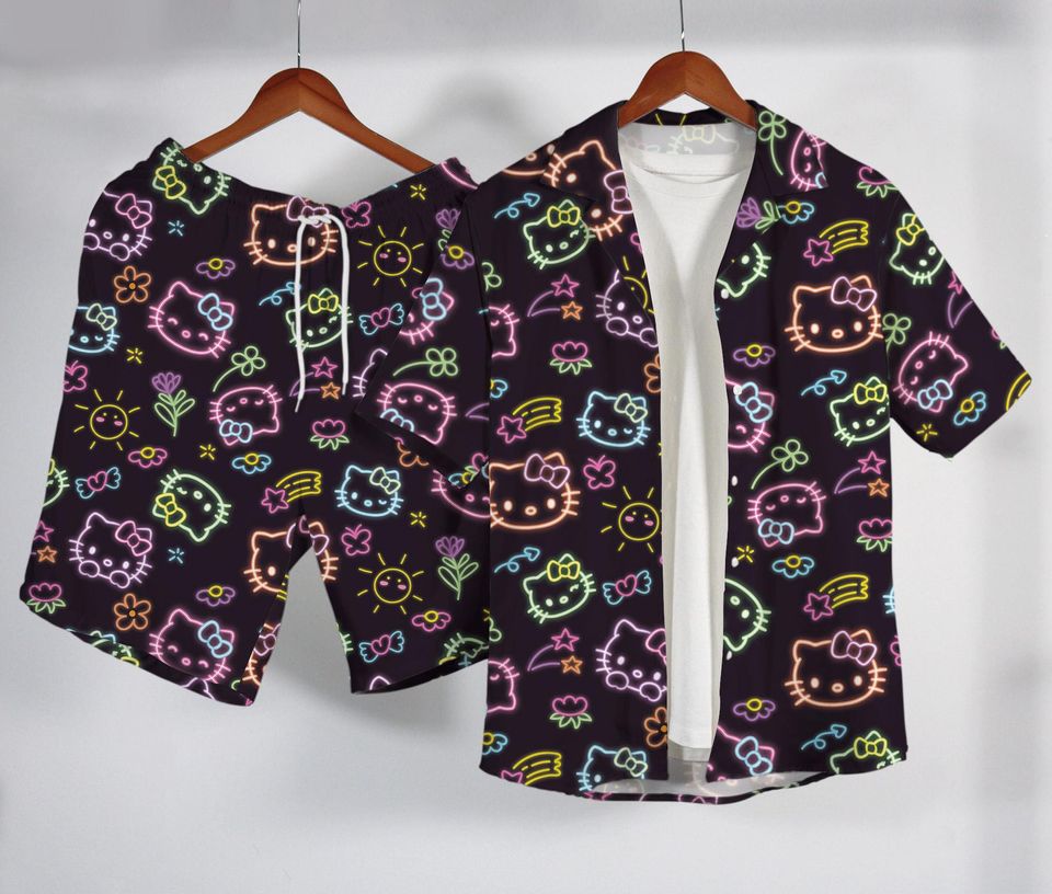 Hello Kitty Hawaiian Shirt Tropical Button Up Shirt
