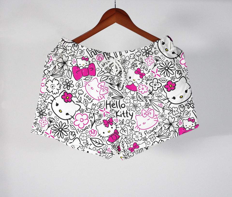 Hello Kitty Hawaiian Shirt Tropical Button Up Shirt Summer Aloha Hawaii Set