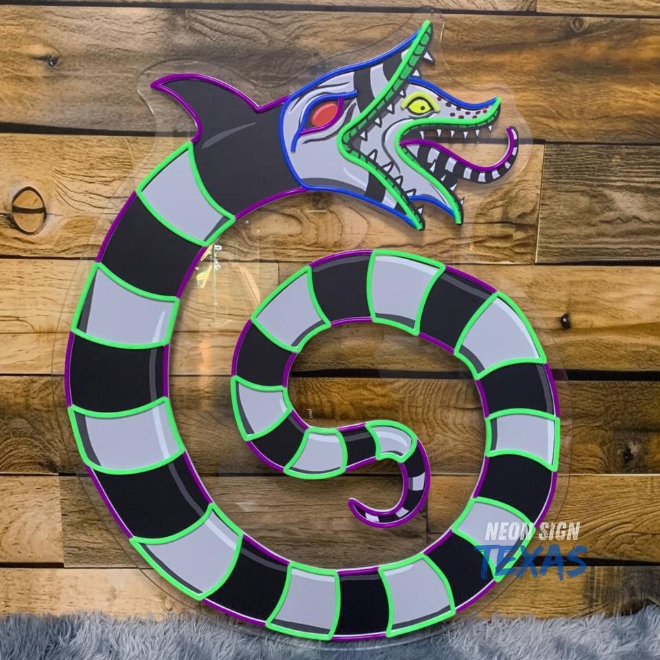 It's Showtime Neon Sign Coiling Sandworm Neon Sign Beetlejuice Neon Sign Halloween Decor LED Sign Spooky Led Neon Sign Halloween Gift