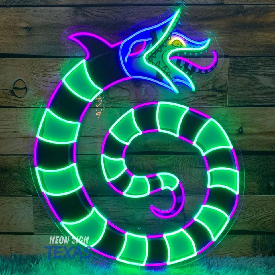 It's Showtime Neon Sign Coiling Sandworm Neon Sign Beetlejuice Neon Sign Halloween Decor LED Sign Spooky Led Neon Sign Halloween Gift