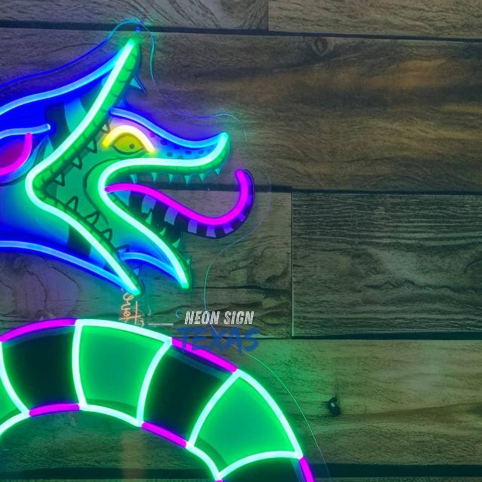 It's Showtime Neon Sign Coiling Sandworm Neon Sign Beetlejuice Neon Sign Halloween Decor LED Sign Spooky Led Neon Sign Halloween Gift