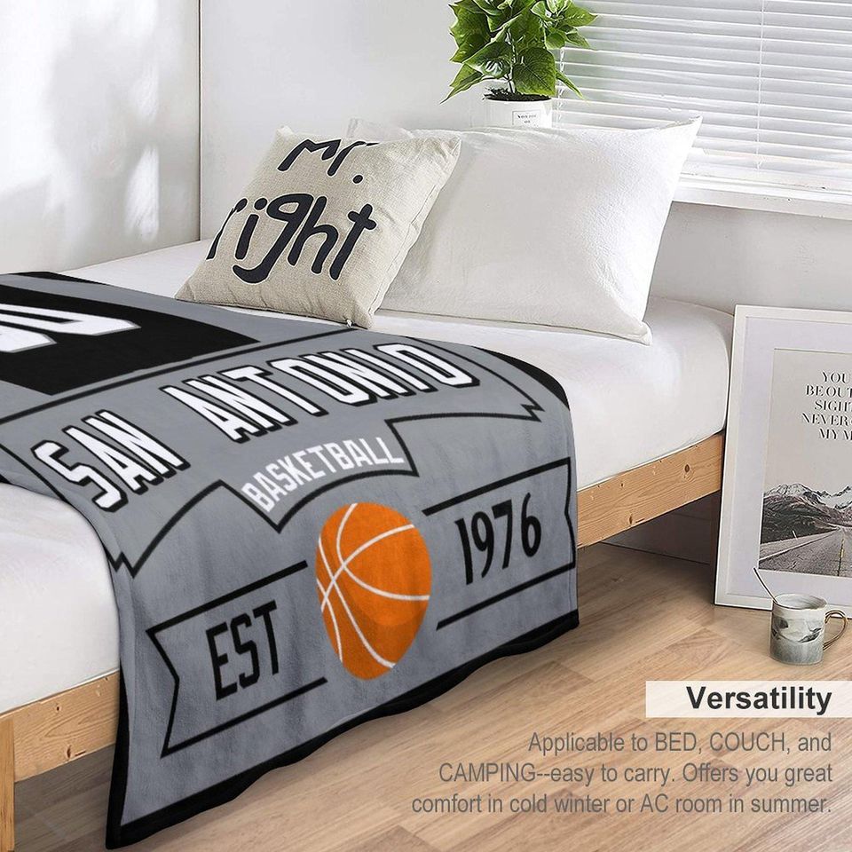 San Antonio Personalized Basketball Blankets, Custom Name & Number Throw Blanket for Basketball Fans, Blanket Gifts Men Women Youth Kids