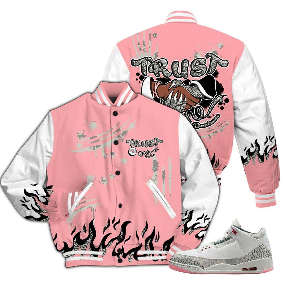 Retro Wings 3s Varsity Jacket, Graphic Trust No One Baseball Jackets