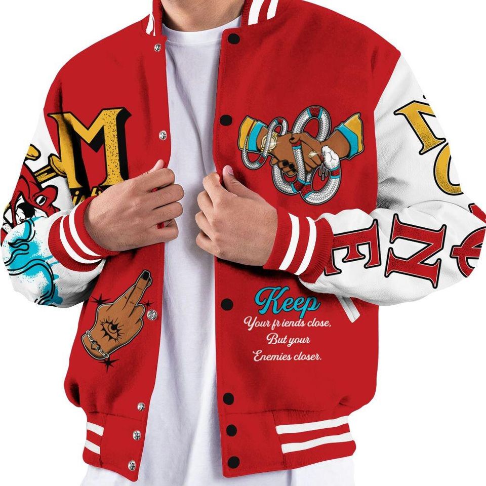 Dunk Low Fruity Pebbles Varsity Jacket, Trust No One Snake-Bite Street Style Baseball Jackets