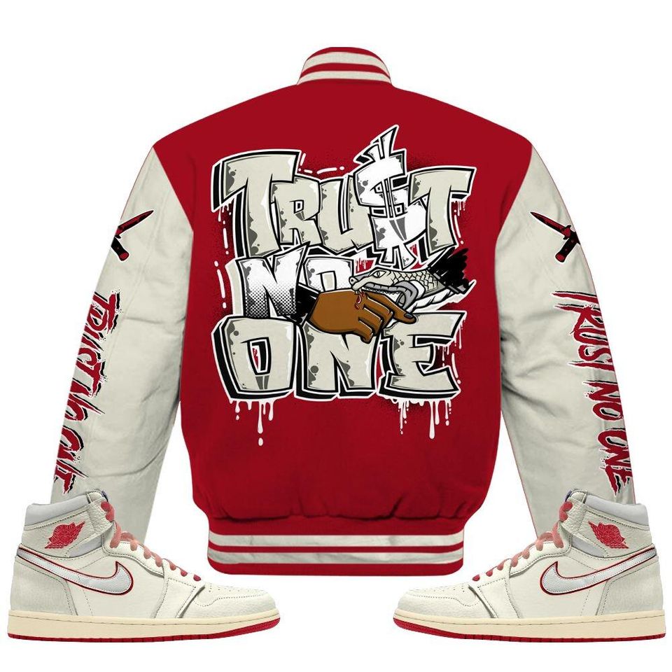 2025 High OG Cinnabar 1s Varsity Jacket, Trust No One Baseball Jackets